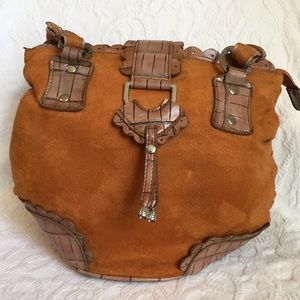 Mark Chantal Suede Leather Bag.